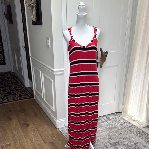 Express Striped Red Maxi Dress Women's Size L - Picture 1 of 9